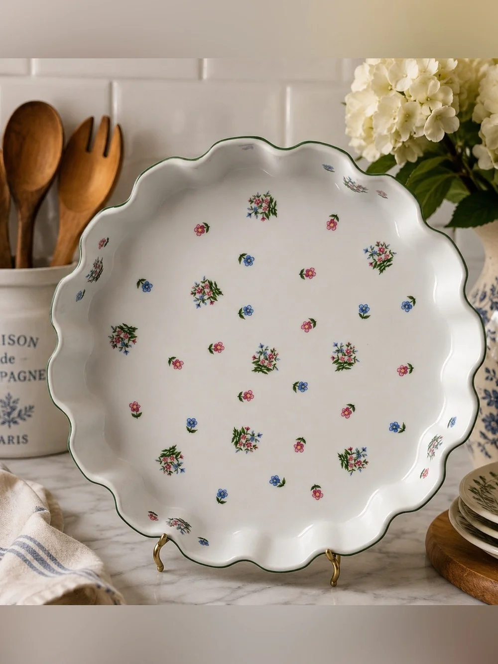 Vintage Petite Fleur by Andrea Sadek Quiche Tart Pan Oven To Table Cookware
